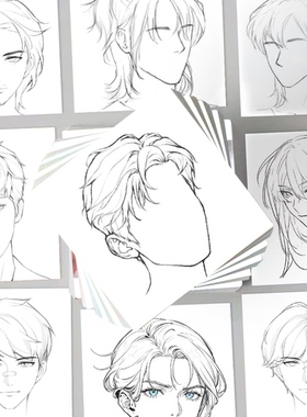 62张美术生男头绘画头像贴纸手账本透明手机壳DIY充电宝装饰贴画