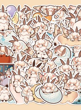 40张原创卡通蛾子朴洛洛贴纸可爱笔记本电脑手账本水杯装饰贴画