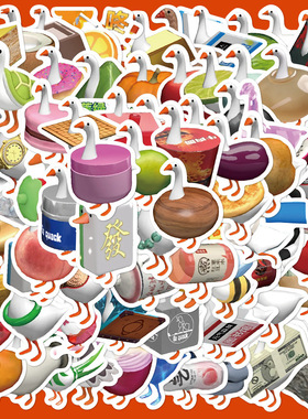 80张小游戏抓大鹅贴纸透明手机壳DIY充电宝行李箱装饰小图案贴画