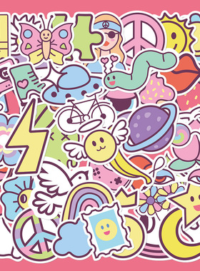 49张小清新贴纸笔记本电脑手账本水杯手机壳ipad装饰防水DIY贴画