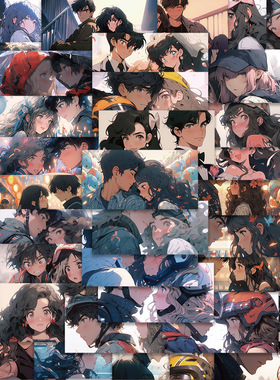 50张卡通情侣头像贴纸装饰吉他笔记本行李箱DIY防水手账手机贴画