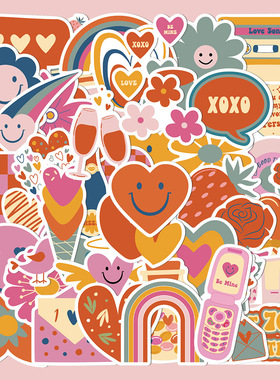 48张可爱清新卡通Cute valentine icons情人节贴纸笔记本电脑贴画