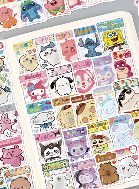 60张创意可爱捏捏乐表情包贴纸手账透明手机壳DIY装饰行李箱贴画
