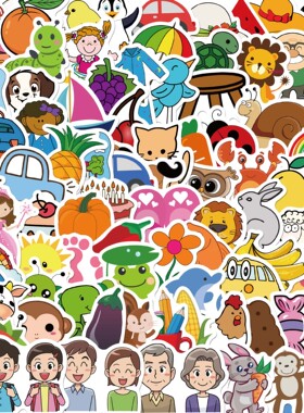 50张可爱卡通小清新贴纸手机壳手账本电脑iPad装饰防水DIY贴画