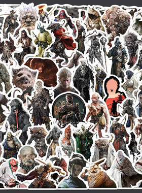 57张游戏黑神话悟空贴纸手账透明手机壳DIY装饰笔记本电脑贴画