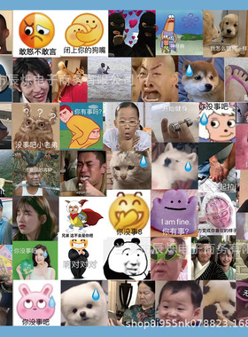 55张搞笑你没事吧表情包贴纸电脑水杯手机壳iPad装饰防水DIY贴画
