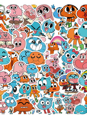 50张动画片阿甘妙世界涂鸦贴纸装饰笔记本电脑行李箱DIY防水贴画