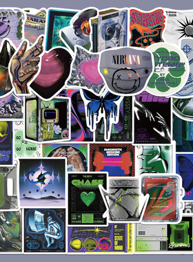 40张简约个性酸性世界贴纸电脑手机壳手账本ipad装饰防水DIY贴画