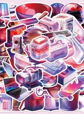 49张酷炫数码贴纸笔记本电脑手账本手机壳iPad水杯装饰电脑贴画