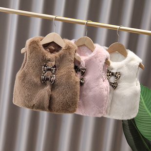 儿童仿皮草马甲秋冬装韩系小兔毛坎肩女童冬装女宝宝女孩保暖背心