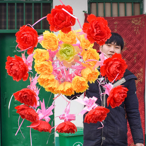 舞蹈道具俏花伞道具舞台演出手拿伞秧歌欢天喜地可旋转花伞