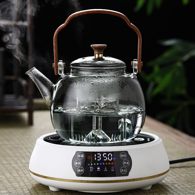 天润和器电陶炉耐热玻璃蒸茶壶茶器蒸汽黑茶普洱烧水壶泡茶壶家用