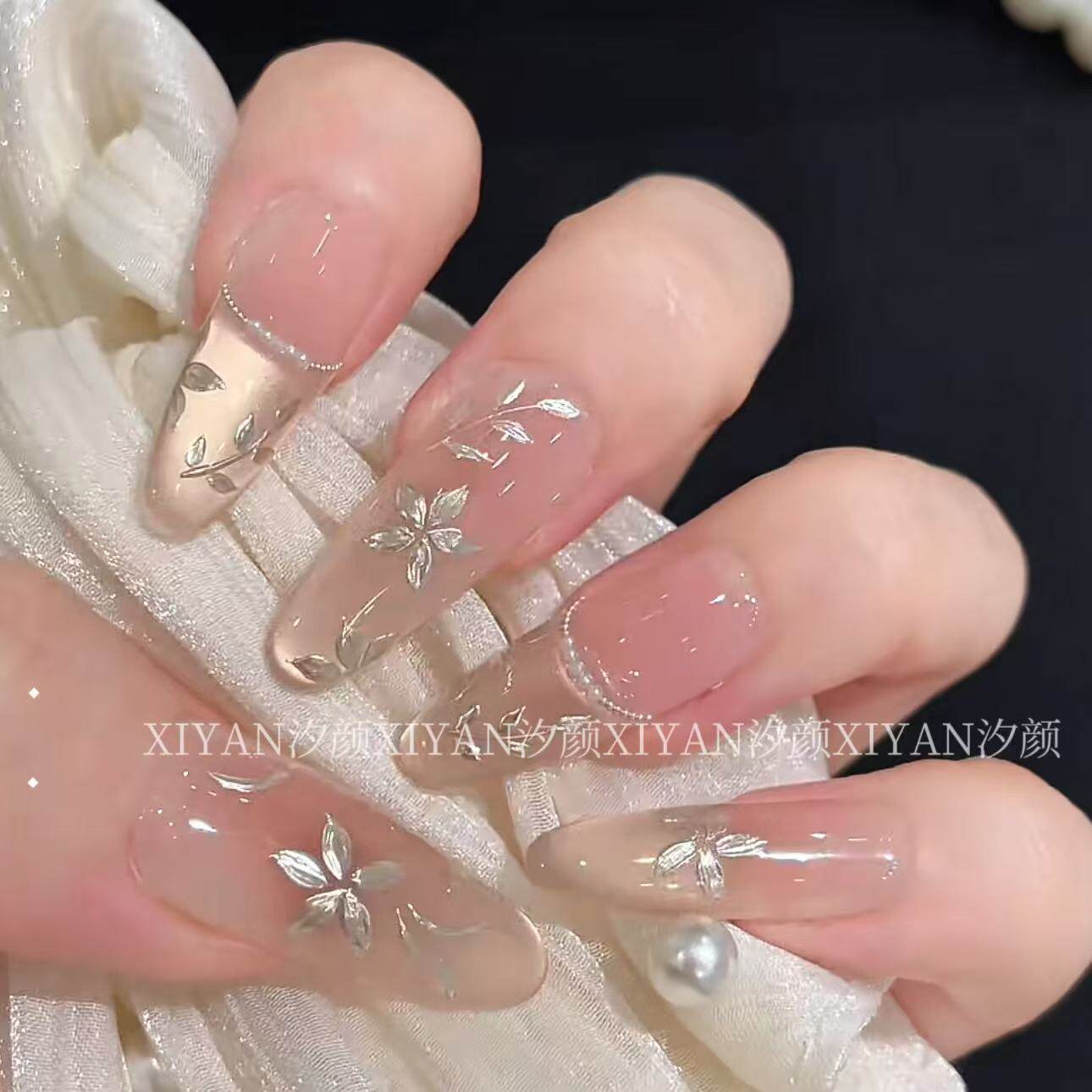 金丝簪花纯手工花朵穿戴甲仙女系成品甲片美甲气质氛围感高级显白