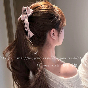 甜美少女心粉色立体蝴蝶结香蕉夹女韩系抓夹大号高马尾扭扭夹发饰
