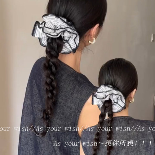 韩系复古双层条纹大肠发圈
