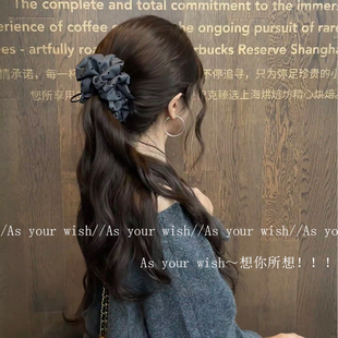 韩系ins波点褶皱香蕉夹秋冬新款 蝴蝶结后脑勺氛围感半扎马尾竖夹