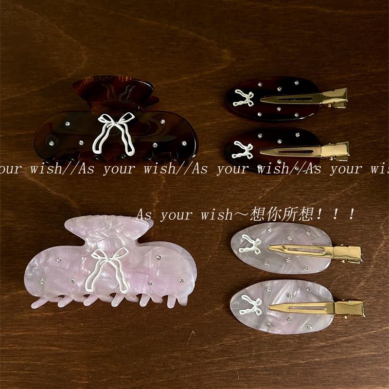 少女心镶钻蝴蝶结发夹可爱百搭气质刘海bb夹后脑勺盘发抓夹鲨鱼夹