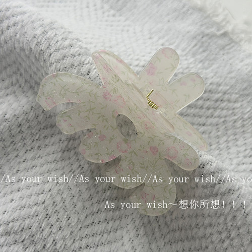 小清新碎花鲨鱼夹甜美高级感
