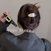 金属高级感简约时尚 黑金发夹新款 网红盘发耐用鸭嘴夹发夹头饰发饰