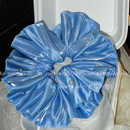 韩国ins珍珠丝光缎面褶皱大肠发圈新款时尚甜美头饰高级质感发饰