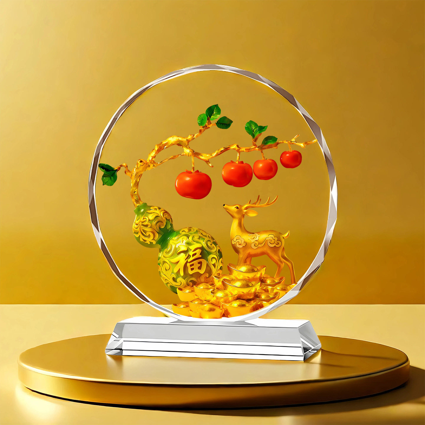 福禄双全葫芦水晶摆件客厅柿柿如意旺宅玄关乔迁开业送礼桌面摆台,家居饰品,桌面摆件,淘宝优惠券,粉丝福利购,淘宝优惠卷