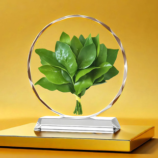 柚子叶水晶摆件家居装饰客厅玄关店铺乔迁开业送礼去晦气镇宅摆台