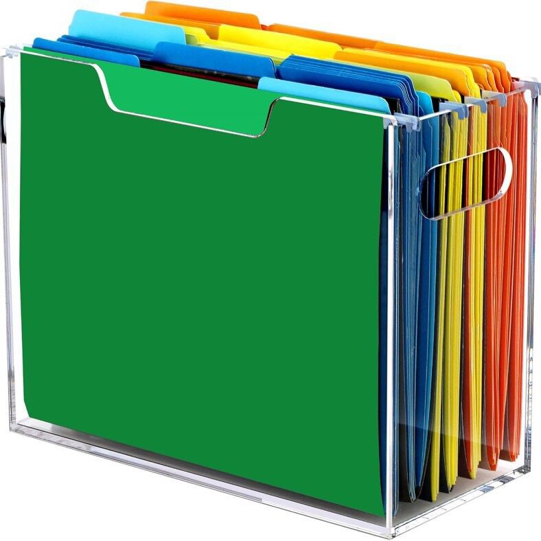 透明亚克力文件收纳盒桌面带手柄可手提文件办公桌资料整理架