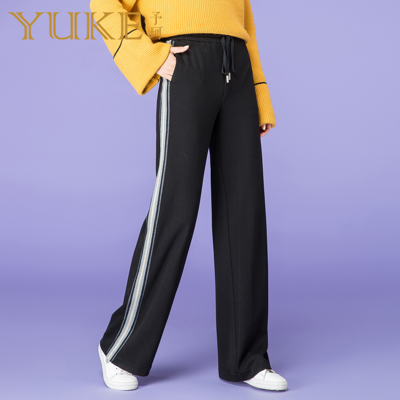 ÕëÖ¯À«ÍÈ¿ãÅ®2018Ç^пîËɽô¸ßÑü´¹¸Ð¿íËÉÏÔÊݲà±ßÌõÎÆÖ±Í²³¤¿ã