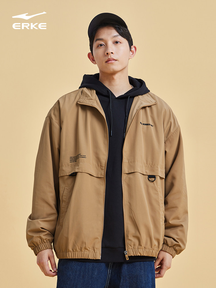 HONGXING ERKE 재킷 남성 가을 겨울 남성 스탠드 칼라 작업복 스포츠 캐주얼 윈드 브레이커 남성 탑 재킷 남성 의류