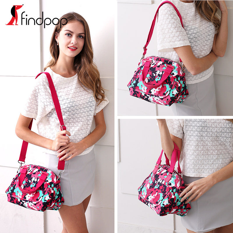 印花帆布手拎包女轻便手提斜挎包女尼龙妈妈包休闲贝壳包百搭时尚