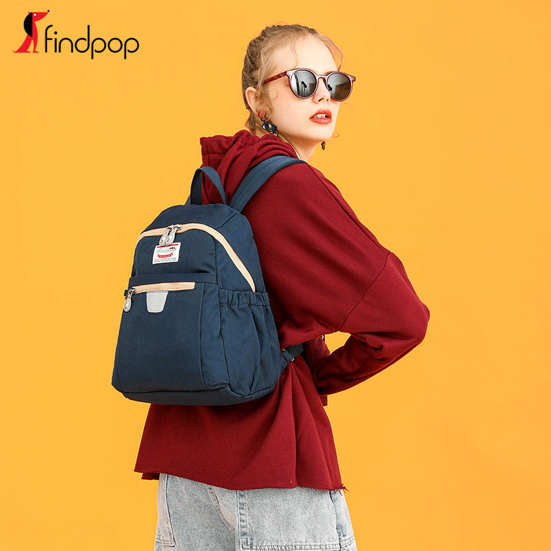 ◆新货◆findpop纯色防水双肩包轻便实用休闲背包尼龙帆布书包