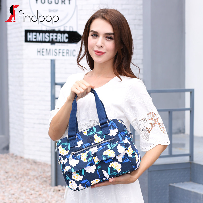 ◆高品质◆findpop新款大容量通勤尼龙多层斜挎包女防水印花单肩