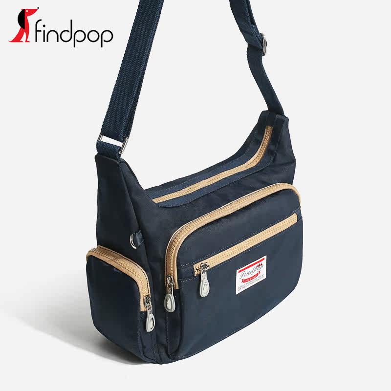 findpop大容量尼龙斜挎包女防水妈妈单肩包休闲女士帆布包女单肩