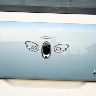 欧拉R1黑猫R2白猫专用改装车贴拉花天使翅膀后车标贴小恶魔尾标贴