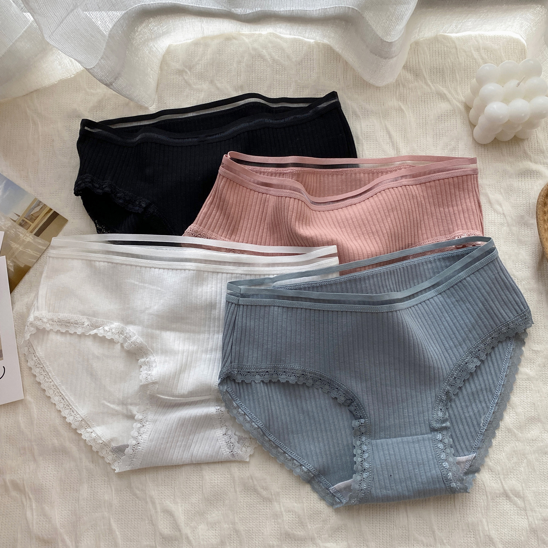 Real price women's underwear pure cotton student's simple girl's Japanese briefs girl's four piece pants