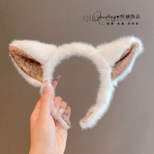 权志龙同款毛绒狐狸耳朵发箍