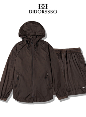 DIDORSSBO夏款时尚百搭户外休闲工装连帽防晒衫短裤运动套装23228