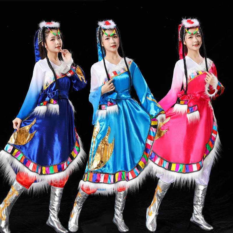 精选新款藏族舞蹈演出服成人女广o场舞表演服西藏少数民族蒙古舞