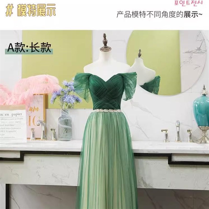 新选新款秋冬g婚礼姐妹团伴娘合唱团演出礼服绿色学校大合唱晚礼