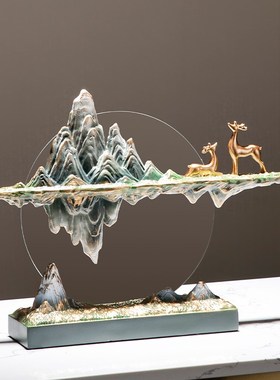 精选新中式悬浮假山x摆件办公室桌面装饰品客厅艺术高级感