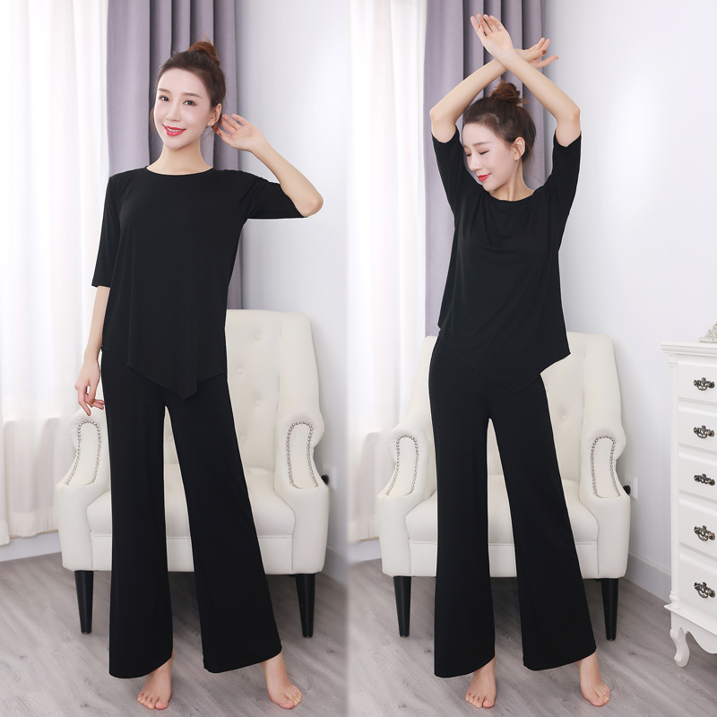 新选舞蹈服女莫代尔现代舞服宽松上衣阔腿裤子舞R衣套装民族舞练