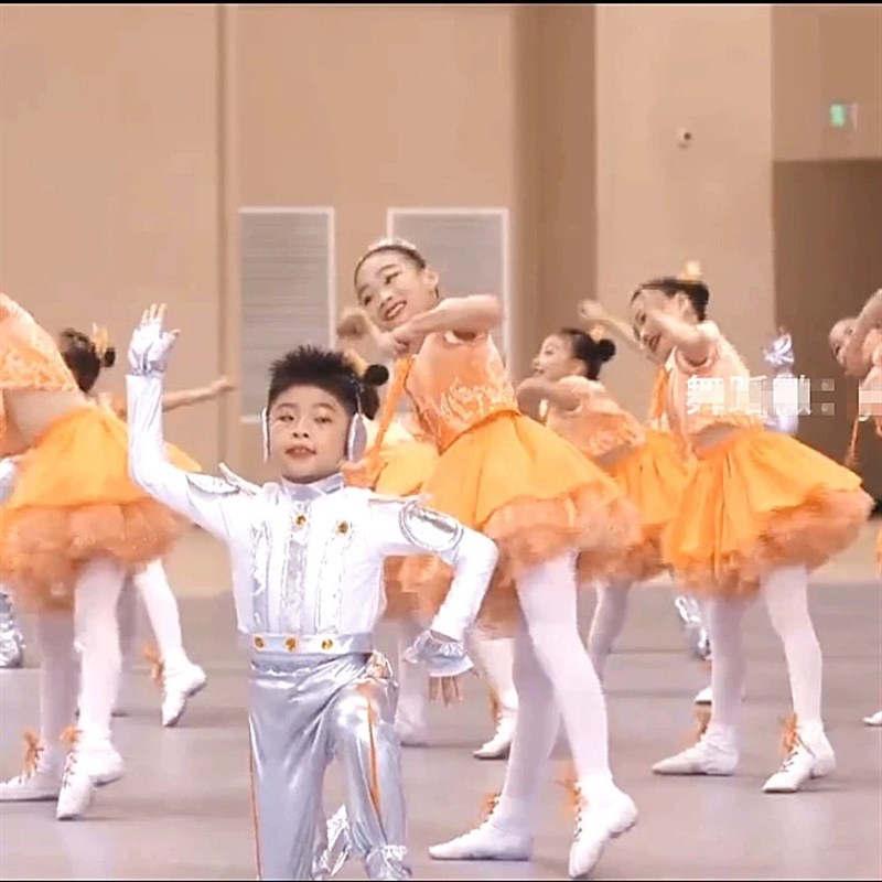 新选我的科技梦舞蹈服AI机器人科幻梦儿童L男女款橘色演出服智能