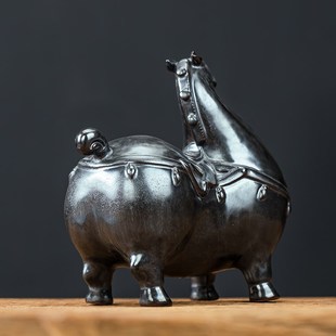 新年一匹黑马唐马摆件中式家居客厅办公室K玄关酒柜书房桌面摆设