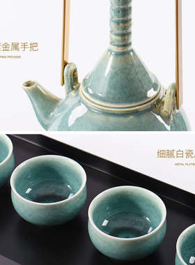 精选新中式禅意样板房茶室摆件客厅陶瓷茶具套Q装软装饰品茶楼茶