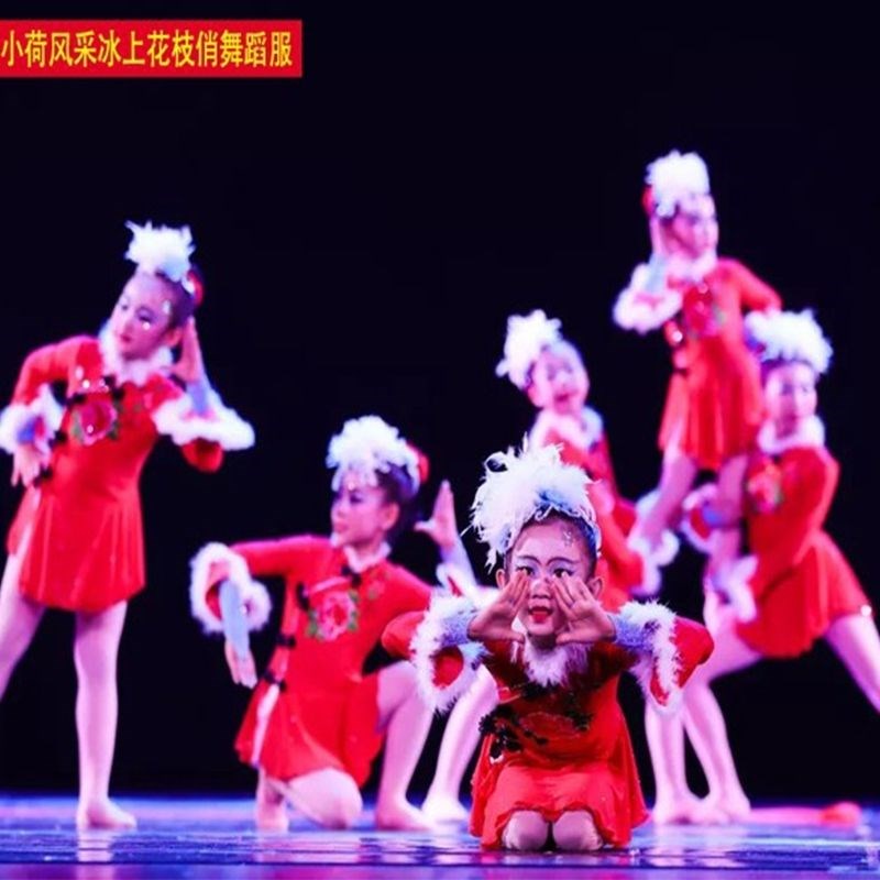 新选小荷风采冰上花枝俏舞蹈表演服女童拉丁M服艺术团健美操比赛