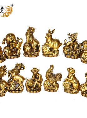 人气真古意 纯h铜十二生肖摆件如意鼠牛虎兔龙蛇马羊猴鸡狗猪工艺