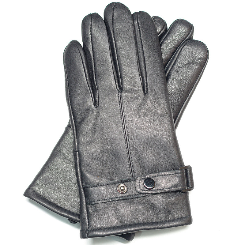羊皮手套男士真皮保暖加绒冬季男款骑车电动车摩托车开车黑色冬天