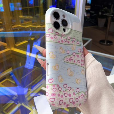 花朵线条鸭鸭iPhone16pro手机壳