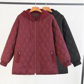 加厚连帽棉衣胖mm冬装 加肥大码 女装 宽松棉袄外套遮肚子显瘦棉服女