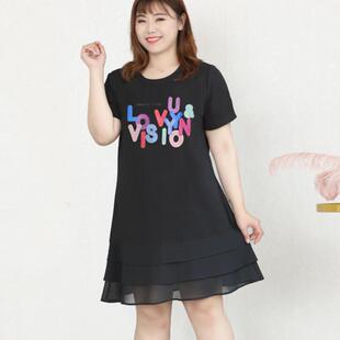 加肥加大特大码 连衣300斤240胖mm洋气减龄气质裙 设计感烫钻中长款